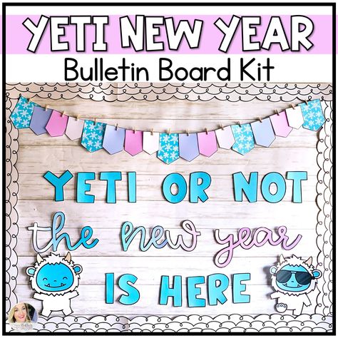 "Are you in need of an easy, cute idea for a January bulletin board? This Yeti New Year set is perfect for your New Years Bulletin Board! It includes ideas for 3 sayings along with all the garlands and letters to create them. Student goal setting writing sheet is also included! This bulletin board display comes with the following: \"So Yeti for a New Year of Learning\" letters and quote poster \"Yeti or Not the New Year is Here\" letters \"Yeti, Set, Go! Set Some New Goals\" letters Board Decor in color and black and white (2 yetis and banner) 3 student options for the student goal setting sheet Mini yetis to add students' names (fonts embedded) The letters are also available in black outline in case you want to print on colored paper instead of print in color. ** READ BEFORE OPENING! This Student Goal Setting Sheet, New Years Bulletin Board, Setting Writing, Student Goal Setting, Goal Setting Sheet, January Classroom, Goal Setting For Students, January Bulletin Boards, Cute Bulletin Boards