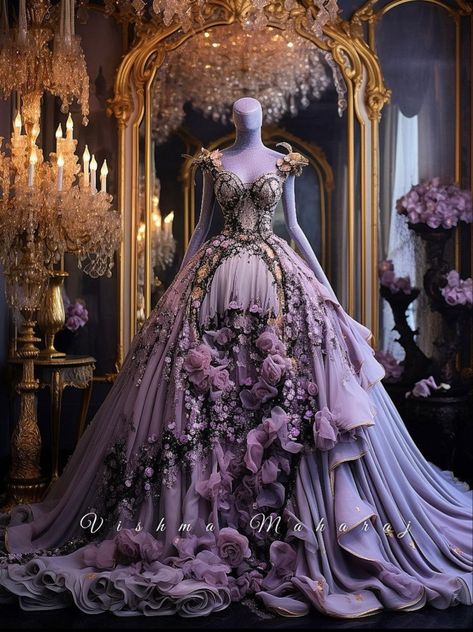 Rose Dress Outfit, Purple Ballgown, Vishma Maharaj, Fantasy Cottagecore, Helloween Wallpaper, Black Wedding Gowns, Dreamy Gowns, Beautiful Long Dresses, High Fashion Dresses