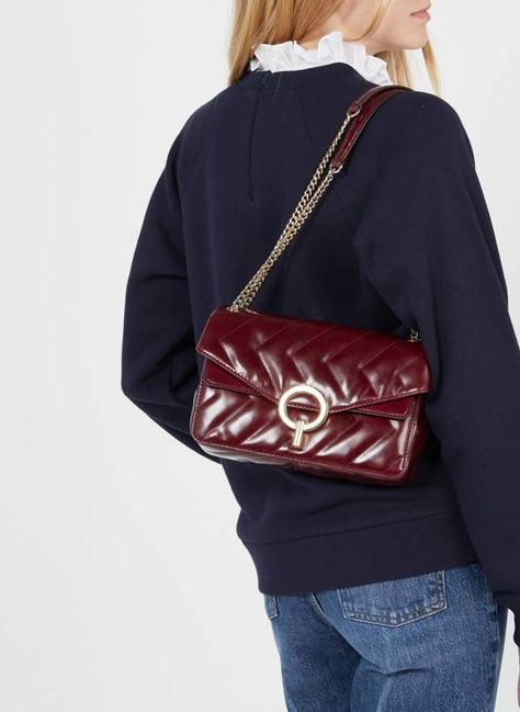 Sac à main en cuir matelassé Rouge by SANDRO Shoulder Bag, Bordeaux