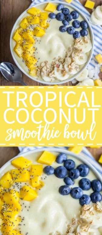 Coconut Smoothie Bowl, Mango And Pineapple, Energizing Breakfast, Menu Sarapan Sehat, Resep Smoothie, Breakfast Smoothie Bowl, Coconut Smoothie, Healthy Breakfast Smoothies, Smoothie Bowl Recipe