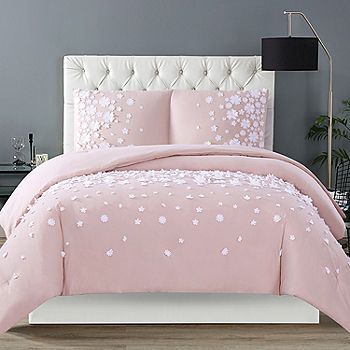 Christian Siriano New York Confetti Flowers 3-pc. Floral Duvet Cover Set - JCPenney Draps Design, Beautiful Bed Designs, Simple Bed Designs, Flower Comforter, Pink Comforter, Flower Duvet, King Duvet Cover Sets, Simple Bed, King Comforter Sets