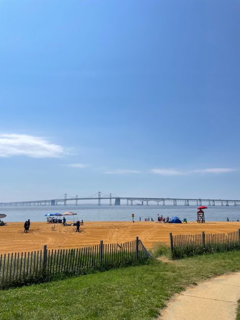 #aesthetic #summervibes #bridge #beach #maryland #vibrant #ocean #swimming #warmweather #relaxing #joyful Maryland Photography, Ocean Swimming, Baltimore City, Bay Bridge, Photography Inspo, Baltimore, Fun Activities, Maryland, Warm Weather