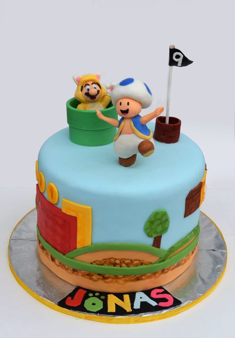 Super Mario World 3D Cake! Super Mario 3d World Cake, Mario 3d World Cake, Toad Cake, Super Mario 3d World, World Cake, Super Mario Cake, Mario Cake, Cake Kids, 6 Birthday