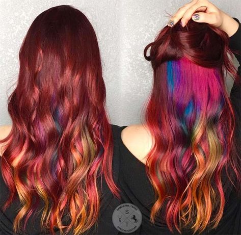 Deep Burgundy Hair, Red Hair Colors, Hidden Hair Color, Maroon Hair, Underlights Hair, Hair Color Burgundy, Hair Color Auburn, Burgundy Hair, Hair Shades