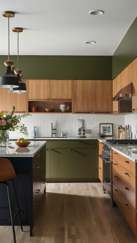 24 Best Kitchen Ideas 2025 – Modern Luxury, Small Spaces, and Trendy Designs Modern Kitchen Aesthetic, Eichler Kitchen, Best Kitchen Ideas, Walnut Kitchen Cabinets, Curved Kitchen Island, Modern Mid Century Kitchen, Tiny Kitchens, Best Kitchen Colors, Curved Kitchen