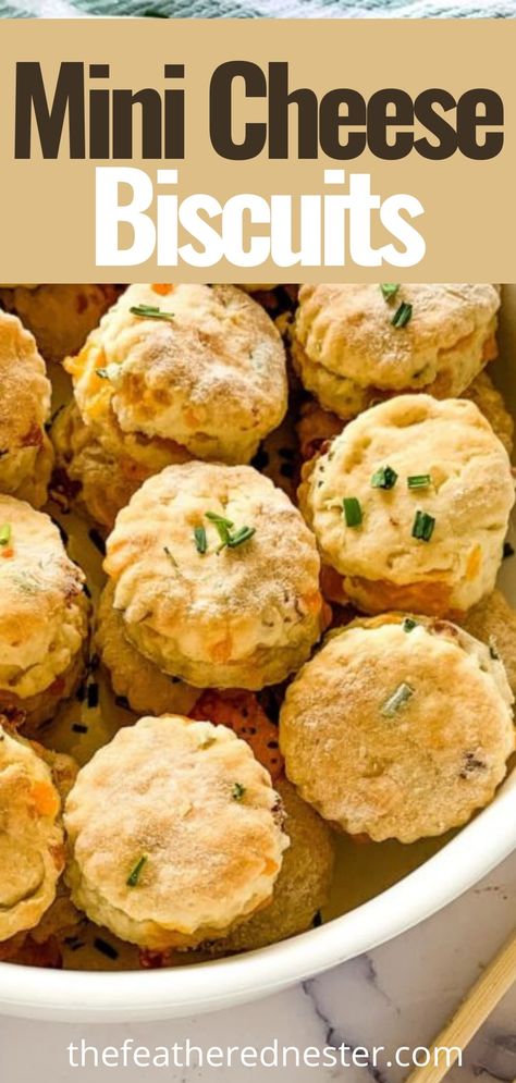 Mini Cheese Biscuits are sure to be a big hit at your next potluck or dinner party. They might be tiny, but they are loaded with lots of flavor from some of your favorite ingredients, like shredded cheese and savory bacon. Try this mini biscuit appetizer recipe for making the best, most tender, and flaky biscuits from scratch in only 15 minutes! #minibiscuits #biscuitswithcheese #cheesebiscuits #biscuitrecipe #easybakingrecipes #appetizerbiscuits #appetizerrecipes Mini Cheese Biscuits, Mini Biscuits Appetizers, Galentine Brunch, Ham Appetizers, Easy Breads, Best Biscuit Recipe, Savory Bacon, Biscuits From Scratch, Biscuit Sandwich