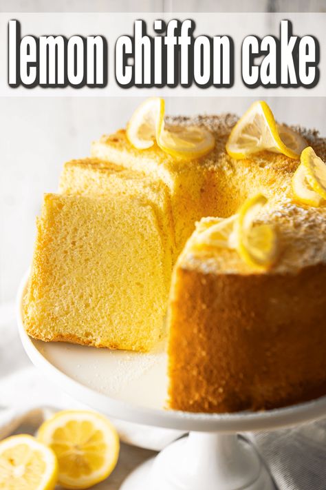 Chiffon Cake Recipes, Lemon Chiffon Cake Recipe, Lemon Angel Food Cake, Chiffon Cake Recipe, Lemon Chiffon Cake, Orange Chiffon Cake, Lemon Loaf Recipe, Cookie Crisp, Thanksgiving Time