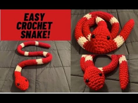 EASY crochet snake tutorial - fun beginner amigurumi, single crochets only :) - YouTube Crochet Snake Pattern Free, Crochet Snakes, Snake Tutorial, Crochet Snake Pattern, Beginner Amigurumi, Crochet Snake, Crochet Amigurumi Free Patterns, Snake Pattern, Crochet Amigurumi Free