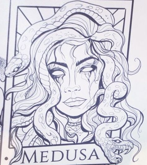 Medusa Mirror Tattoo, Medusa Tattoo Tarot Card, Aries Canvas Painting, Medusa Eyes Tattoo, Medusa Tarot Card Tattoo, Medusa Tarot Card, Medusa Tattoo Stencil, Tattoos Chest, Medusa Drawing