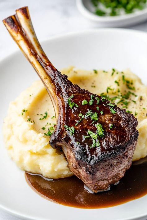 Indulge in a delicious dinner tonight with our flavorful mashed potatoes and tender lamb chops recipe. Elevate your meal with this amazing combination that promises to satisfy your taste buds and leave you craving for more. Whether it's a special occasion or just a regular night at home, this dish is sure to impress your loved ones. Treat yourself to the perfect blend of creamy mashed potatoes paired with perfectly seasoned lamb chops. Try out this mouthwatering recipe today and experience a din Lamb Chops And Rice, Lamb Chop Sauce Recipe, Lamb Recipes Chops, Lamb Chops Dinner, Mashed Potatoes Dinner Meals, Lamb Chop Dinner, Lamb Dinner Ideas, Mash Potato Recipes, Flavorful Mashed Potatoes