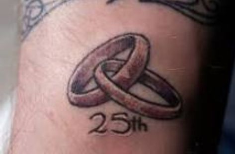 Tattoo ideas Anniversary Tattoo Ideas, Wedding Anniversary Tattoo, Birthday Tattoo Ideas, Anniversary Tattoos, Interlocking Wedding Rings, Married Couple Tattoos, Marriage Tattoos, Anniversary Tattoo, Faith Hope Love Tattoo