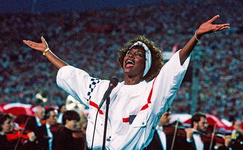 Super Bowl: Best national anthems since Whitney Houston | EW.com Cissy Houston, Star Spangled Banner, Marvin Gaye, Oral History, Whitney Houston, Star Spangled, Girl Talk, National Anthem, Super Bowl