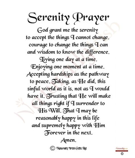 Full Serenity Prayer Printable Version Serinty Prayer, Serenity Prayer Printable, Full Serenity Prayer, Serenity Prayer Tattoo, Prayer Tattoo, The Serenity Prayer, Spiritual Prayers, Prayer List, Serenity Prayer