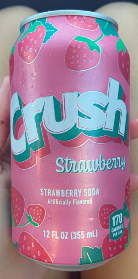 Crush Strawberry Soda, 90s Drinks, Squishy Ideas, Exotic Snacks, Strawberry Crush, Pink Snacks, Strawberry Aesthetic, Pink Soda, Paper Squishy