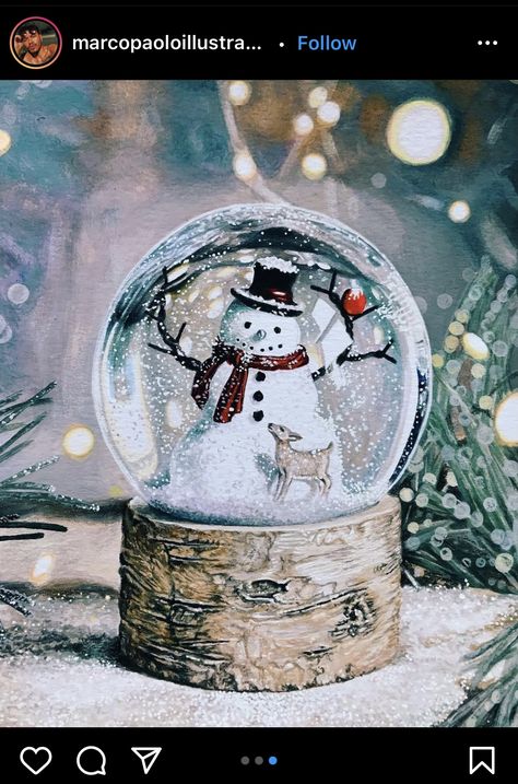 Christmas Snow Globe Painting, Novogodisnje Cestitke, Snow Globe Painting, Festive Watercolour, Snowglobe Art, Snow Globe Art, Globe Drawing, Christmas Art Projects, Christmas Globes