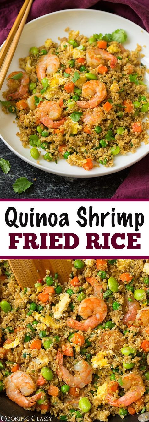 Quinoa Shrimp, Shrimp Quinoa, Ham Fried Rice, Fried Quinoa, Shrimp And Quinoa, Fish Dinners, Recipe Shrimp, Recipes Rice, Shrimp And Rice