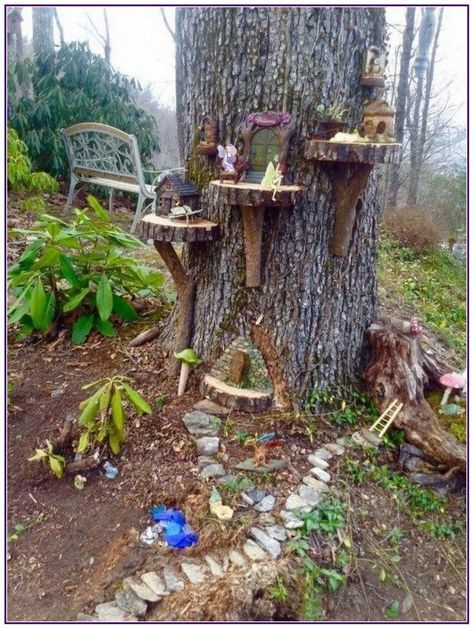 39+ Awesome Whimsical Garden Ideas & Designs For 2020 Easy Fairy Garden Ideas, Easy Fairy Garden, Fairy Garden Ideas For Kids, Garden Ideas For Kids, Fairy Garden Design Ideas, Fairy Garden Ideas, Fairy Tree Houses, Fairy House Diy, Fairy Garden Designs