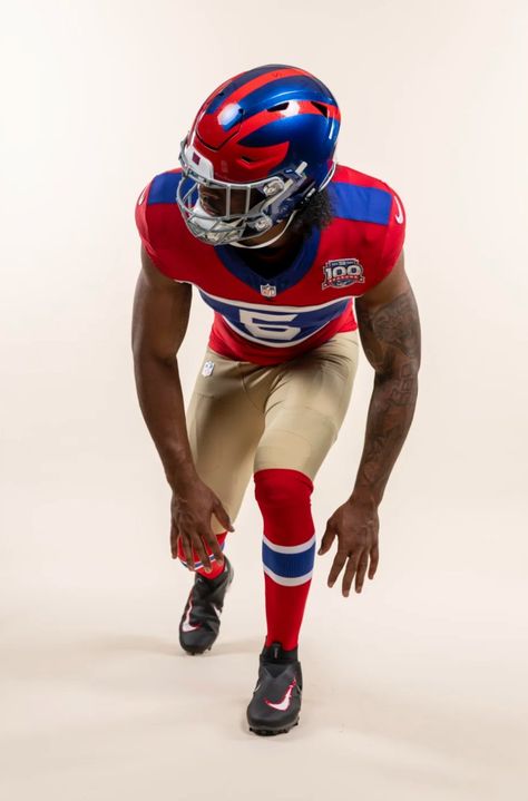 New York Giants unveil 'Century Red' 100th season commemorative uniform — UNISWAG Hockey Awards, Iowa State Football, Wvu Football, Giants Stadium, Polo Grounds, New York Giants Jersey, Jersey Numbers, New York Giants Football, Tan Pants