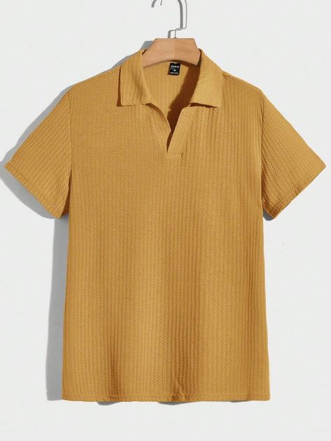 Manfinity Basics Men Solid Waffle Knit Polo Shirt | SHEIN USA Knit Polo Shirt, Knit Polo, Men Clothing, Mens Polo Shirts, Polo Shirts, Waffle Knit, Waffles, Polo Shirt, Mens Outfits