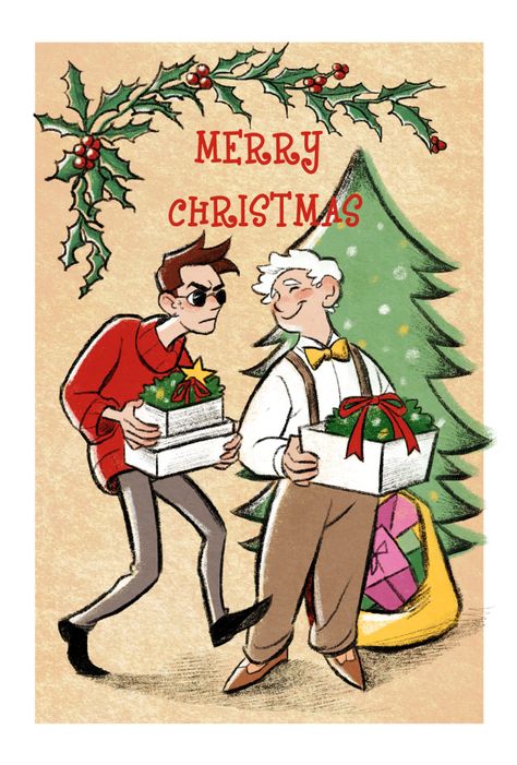 Good Omens Book, Good Omens, Christmas Greeting, Drawing Artwork, Christmas Wallpaper, Christmas Greeting Cards, Good Old, Christmas Greetings, Doctor Who