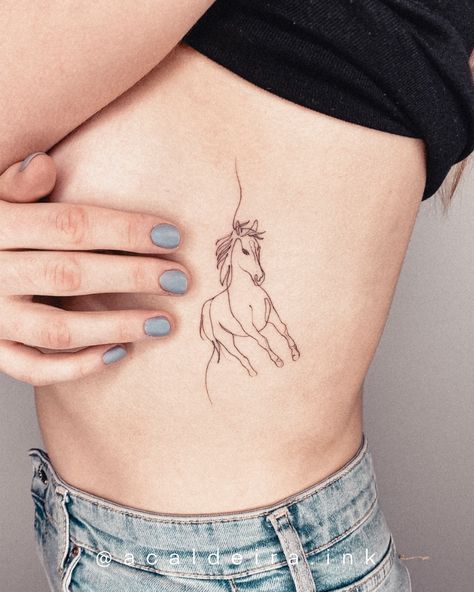 Fine line tattoo artist acaldeira.ink©, all rights reserved. Horse tattoo, line work tattoo, small tattoo, single line tattoo Horse Rib Tattoo, Fine Line Horse Tattoo, Tattoo Line Work, Tattoo Line, Single Line Tattoo, Work Tattoo, Fine Line Tattoo, Horse Tattoo, Line Tattoo