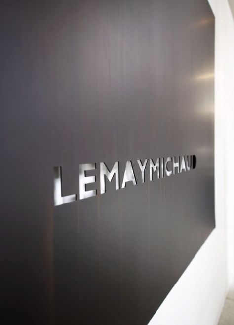 lemaymichaud5 Corporate Signs, Lobby Sign, Metal Signage, Company Signage, Office Signage, Office Logo, Retail Signage, Wall Signage, Wayfinding Design