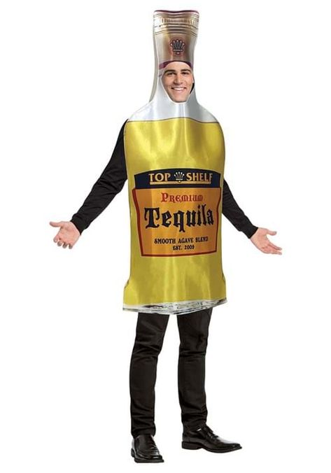 Tequila Bottle Adult Tunic Costume Bottle Costume, Tunic Costume, Fiesta Costume, Ace Ventura Costume, Kiss Costume, Tequila Bottle, Food Costumes, Tequila Bottles