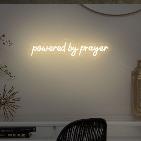 Bible Verse Neon Sign, Christian Coffee Shop Ideas, Christian Home Aesthetic, Christian Esthetics, Prayer Room Aesthetic, Christian Room Ideas, Christian Bedroom Decor, Christian Room Decor, Wishlist Board Bible Bedroom Decor, Christian Desk Decor, Be A Light For All To See, Pray Room Interior Design, Faith Wall Art, Christian Decorations Home, Christian Neon Signs, Christian Home Aesthetic, Jesus Room Decor