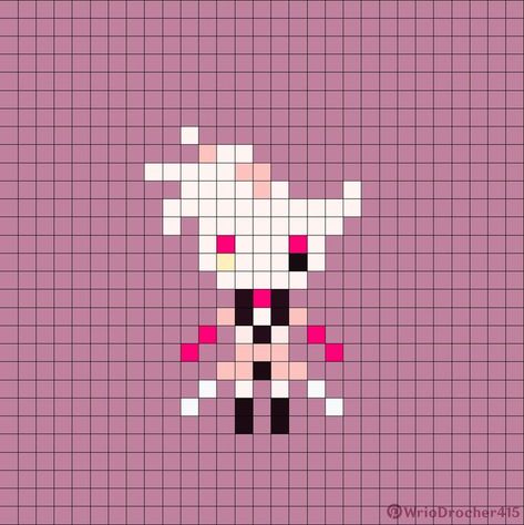 please😭😭😭 Easy Hazbin Hotel Drawings, Pixel Art Pattern Hazbin Hotel, Hazbin Hotel Pixel Art Grid, Helluva Boss Pixel Art Grid, Hazbin Hotel Perler Bead Patterns, Helluva Boss Perler Beads, Hazbin Hotel Crochet, Pixel Art 8x8, Helluva Boss Pixel Art