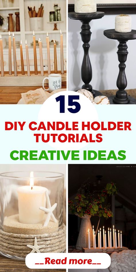 Discover how to craft a warm and chic ambiance at home with these easy DIY candle holder concepts. Whether it's mason jars, wine glasses, or wooden slices, you can effortlessly elevate any space. Embrace the art of candle making while enhancing your decor in a creative and budget-friendly manner. Witness handmade elegance transforming your living areas into sophisticated sanctuaries! Easy Diy Candle Holders, Diy Candle Holder, Diy Candles Easy, Diy Candle Holders, Wooden Slices, Diy Candle, How To Craft, Diy Candles, Candle Making