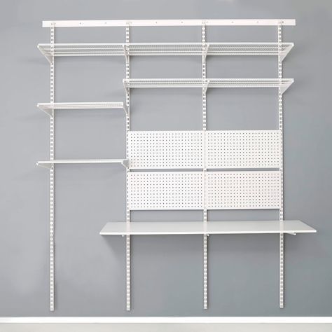 Top Track Wall Mounted Shelving White Components Wall Mounted Shelving, Store Shelves Design, Modular Display, Studio Build, Retail Displays, Retail Shelving, Store Shelves, Modular Shelving, Shelving Units