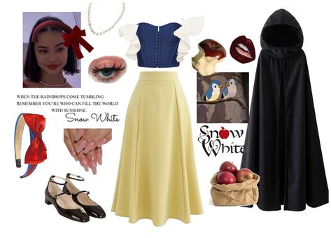 snow white Outfit | ShopLook Snow White Outfit Ideas, Snow White Inspired Outfit, Snow White Disneybound, Descendants Auradon, Snow White Outfit, White Dress Aesthetic, Snow White Outfits, Disney Character Outfits, Disneybound Outfits