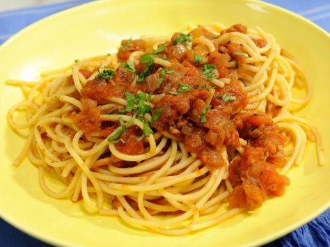 Get Jeff Mauro's Mama Mauro's Red Sauce Recipe from Food Network Red Sauce Recipe, Jeff Mauro, Lemon Spaghetti, Red Sauce Pasta, Tv Chefs, Processed Sugar, Sandwiches For Lunch, Red Sauce, Italian Cooking