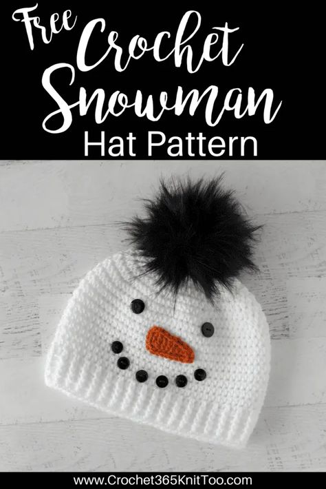 Crochet Snowman Hat, Snowman Hat Pattern, Cap Design Ideas, Crochet Christmas Hats, Beginner Friendly Crochet, Crochet Hat For Beginners, Crochet Sun Hat, Easy Crochet Hat, Crochet Kids Hats