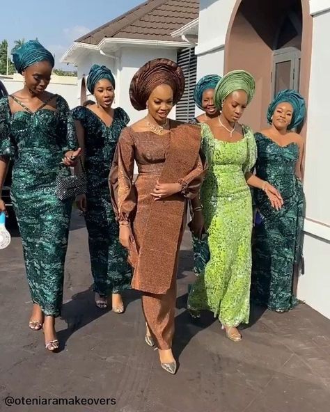 Nigerian Bridesmaid Dresses, Yoruba Culture, Nigerian Wedding Dresses Traditional, Yoruba Bride, Nigerian Wedding Dress, African Bridal Dress, Nigerian Dress, Nigerian Lace Styles Dress, Nigerian Lace Styles