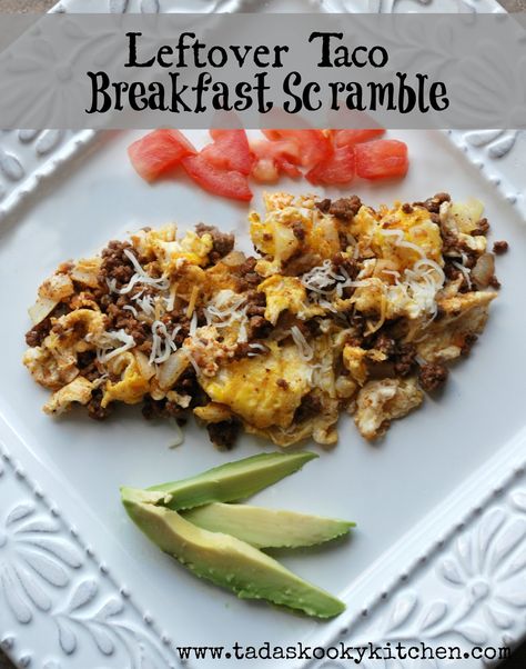 Meat For Breakfast, Taco Breakfast Scramble, Taco Leftovers, Taco Breakfast, Meat Breakfast, Leftover Taco Meat, Leftover Breakfast, Breakfast Scramble, Taco Meat Recipes