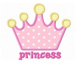 Princess Crown Applique - 3 Sizes! | Princess/Prince | Machine Embroidery Designs | SWAKembroidery.com Fantasy Machine, Octopus Pirate, Crown Applique, Applique Letters, Fused Glass Dishes, Shabby Chick, Half Birthday, Free Machine Embroidery Designs, Princess Crown