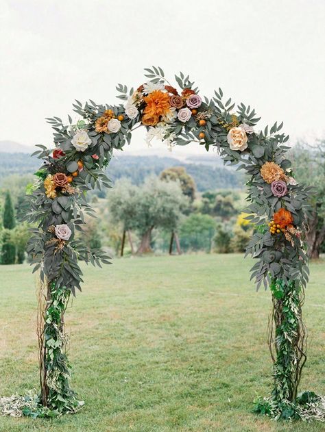 Orange  Collar     Embellished   Home Decor Simple Wedding Flower Decorations, Backdrop Decorations For Wedding, September Wedding Centerpieces, Wedding Arches With Flowers, Spanish Wedding Decor, Head Table Decor Wedding, Wedding Reception Outside, Outdoor Spring Wedding Ideas, Fall Wedding Table Decorations