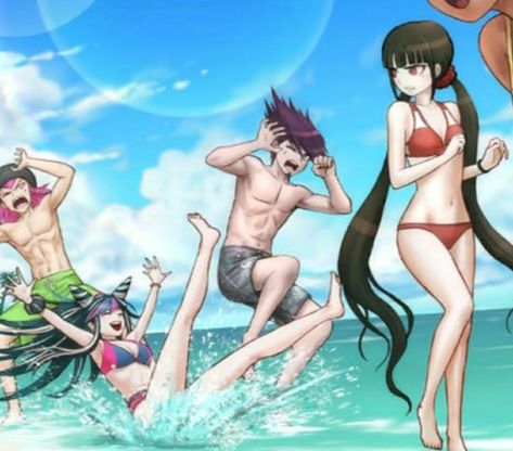 Danganronpa kazuichi kaito Momota ibuki mioda maki harukawa anime beach game Danganronpa Kazuichi, Danganronpa Ibuki, Kazuichi Souda, Kaito Momota, Maki Harukawa, Ibuki Mioda, Danganronpa Funny, Danganronpa Memes, Having No Friends