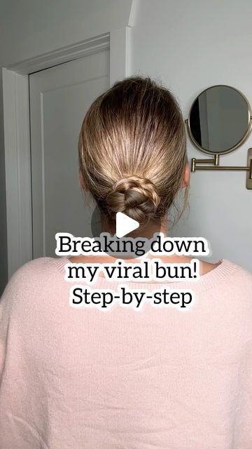 Lainey Ostrom on Instagram: "Breaking down my viral bun, step-by-step! You can do this low bun with a braid or just a ponytail. Save and try! I hope this tutorial helps🩷🩷🩷🩷comment below!" How To Do A Low Braided Bun, Braid Bun Easy, How To Do Knot Bun, Braided Bun Tutorial, Low Bun Tutorials, Braided Bun Tutorials, Double Buns, Sock Bun, Knot Bun