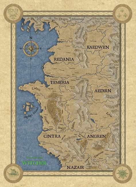 Witcher Wallpaper, Cartography Map, Empire Logo, Make A Map, Dnd World Map, The Witcher Books, Fantasy World Map, Witcher Art, Map Of The World