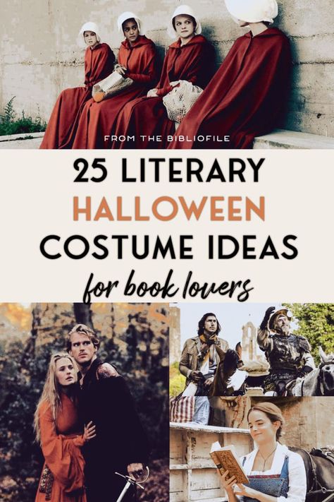 25 Literary Halloween Costumes for Adults - The Bibliofile #Books #Costumes #Halloween #Holiday #Literary Bookworm Halloween Costume, Cool Adult Halloween Costumes, Costumes For Librarians, Literary Couples Costumes, Bookish Halloween Costumes, Book Character Costumes For Adults, Bookish Costumes, Literary Halloween Costumes, Bookworm Costume