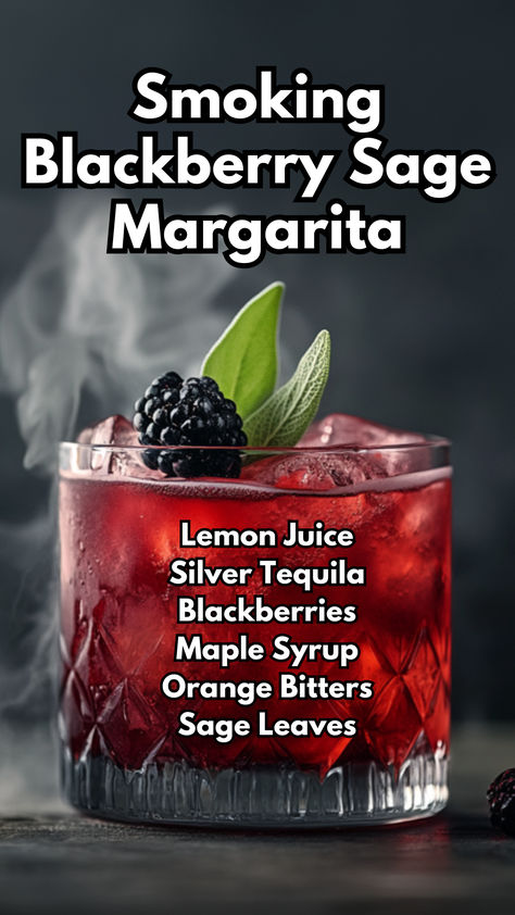 Smoking Blackberry Sage Margarita Halloween Margaritas, Sage Margarita, Sage Party, Tequila Drinks Recipes, Blackberry Margarita, Blood Orange Margarita, Halloween Drinks Alcohol, Holiday Finds, Cocktail Drinks Alcoholic