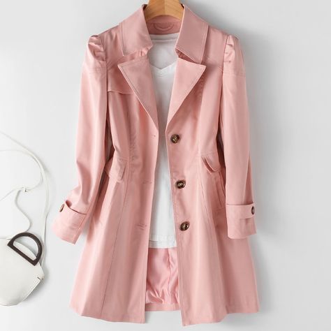 Laxsesu Trench for Women Turn-down Collar Single Breasted Chic Coat Autumn 2024 New Long Sleeve Stylish Winter Coats, Winter Fashion Jackets, Trendy Coat, Women's Windbreaker, Casual Outwear, Winter Fashion Coats, Elegant Coats, Chique Outfits, Classic Trench Coat