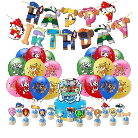 Paw Patrol Balloons, Paw Patrol Birthday Theme, Paw Patrol Decorations, Balloon Pictures, Cake Banner Topper, Balloon Banner, Paw Patrol Birthday, Happy Birthday Banners, Banner Backdrop