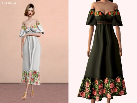 ChloeMMM's ChloeM-Flower Dress Sims 4 Piercings, Sims Clothes, Sims 4 Dresses, Digital Fashion, Sims 4 Characters, The Sims 4 Download, Sims Four, Sims4 Clothes, Sims 4 Mods Clothes