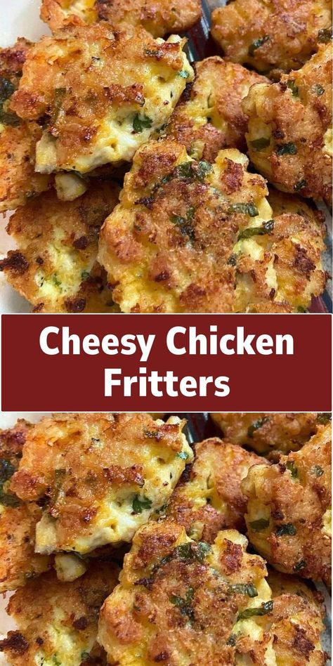 Bite into the crispy, cheesy goodness of our Cheesy Chicken Fritters. Perfect for a quick snack or a light meal, they're a tasty way to enjoy chicken. Tacky Chicken Fritters, Cheesy Chicken Fritters Recipe, Cheesy Chicken Fritters, Cheesey Chicken, Chicken Fritters Recipe, Cheesy Chicken Recipes, Chicken Fritters, Chicken Casseroles, Chicken Snacks