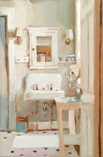 Alex Kanevsky, Chelsea James, Interior Paintings, Cy Twombly, Camille Pissarro, Interior Painting, Interior Paint Colors, Arte Sketchbook, Painting Bathroom