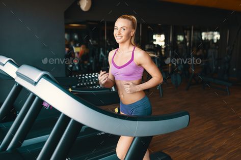 Blond young, motivated woman running on the treadmill in the gym by arthurhidden. Blond young, athletic woman wearing pink top and mini blue shorts, running on the treadmill in the gym #Affiliate #running, #treadmill, #gym, #woman Full Body Strength Training Workout, Running Treadmill, Muscular Legs, Treadmill Workouts, Running On Treadmill, Fitness Girl, Women Motivation, Strength Training Workouts, Do Exercise