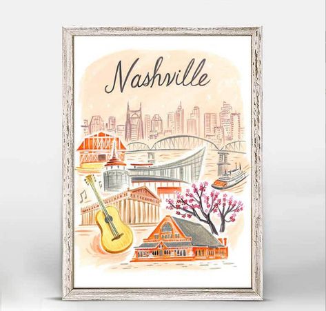 Nashville Print Tennessee Art Travel Print | Etsy Nashville Tennessee Map, Nashville Artwork, List Of National Parks, Nashville City, Tennessee Map, Nashville Art, Country Music Hall Of Fame, Skyline Painting, Grand Ole Opry